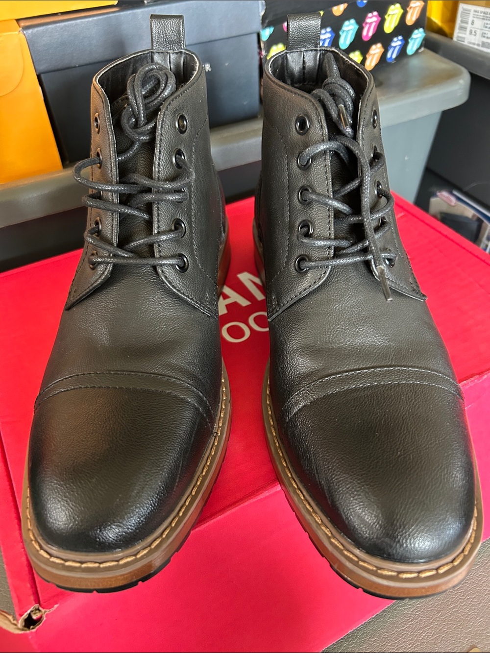 Perry Ellis Black Leather manning boot - Picture 2 of 9